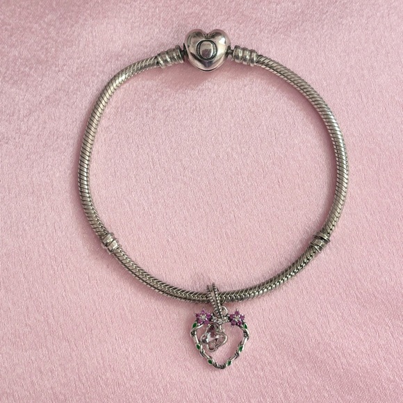 For Pandora Floral Heart With Butterfly Sterling Silver Charm - Picture 6 of 6